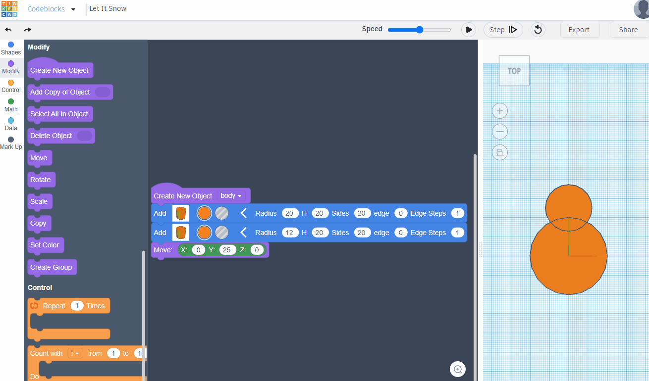 animated image, create group, choose colour, run code